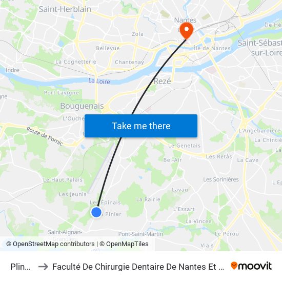 Plinguetière to Faculté De Chirurgie Dentaire De Nantes Et Centre De Soins Dentaires Du Chu De Nantes map