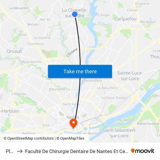 Ploreau to Faculté De Chirurgie Dentaire De Nantes Et Centre De Soins Dentaires Du Chu De Nantes map