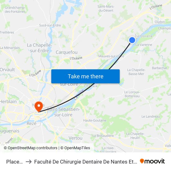 Place St-Méen to Faculté De Chirurgie Dentaire De Nantes Et Centre De Soins Dentaires Du Chu De Nantes map