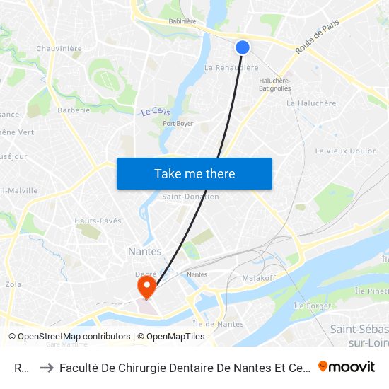 Ranzay to Faculté De Chirurgie Dentaire De Nantes Et Centre De Soins Dentaires Du Chu De Nantes map