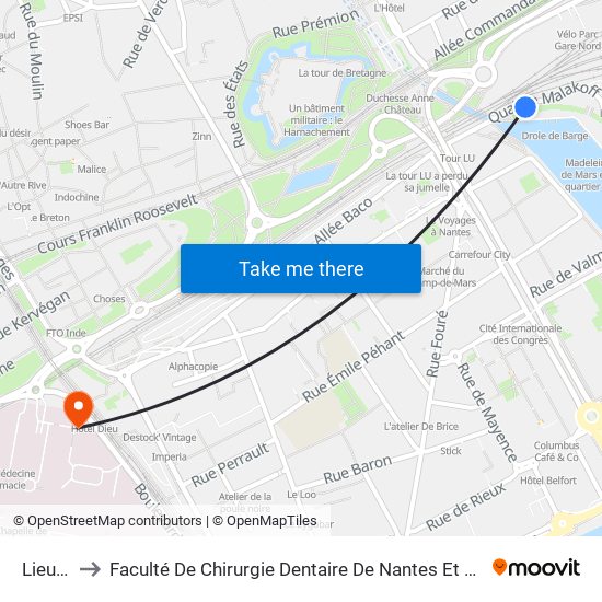 Lieu Unique to Faculté De Chirurgie Dentaire De Nantes Et Centre De Soins Dentaires Du Chu De Nantes map
