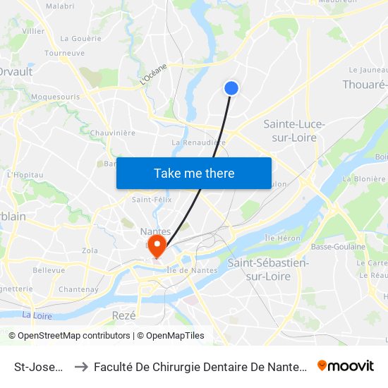 St-Joseph De Porterie to Faculté De Chirurgie Dentaire De Nantes Et Centre De Soins Dentaires Du Chu De Nantes map