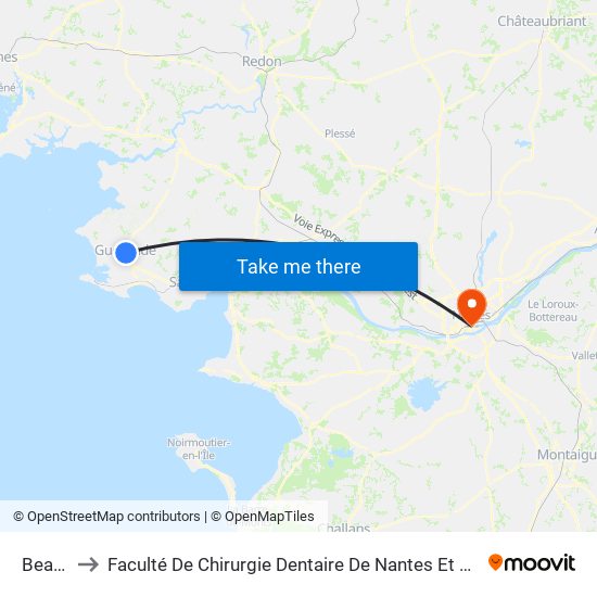 Beauséjour to Faculté De Chirurgie Dentaire De Nantes Et Centre De Soins Dentaires Du Chu De Nantes map