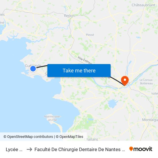 Lycée La Mennais to Faculté De Chirurgie Dentaire De Nantes Et Centre De Soins Dentaires Du Chu De Nantes map