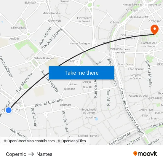 Copernic - Musées to Nantes map
