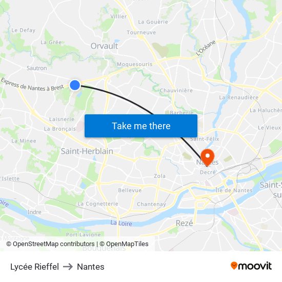 Lycée Rieffel to Nantes map