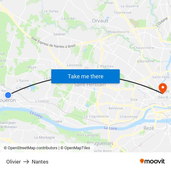 Olivier to Nantes map