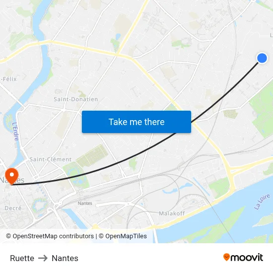 Ruette to Nantes map