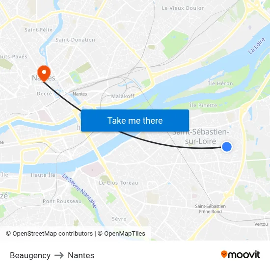 Beaugency to Nantes map