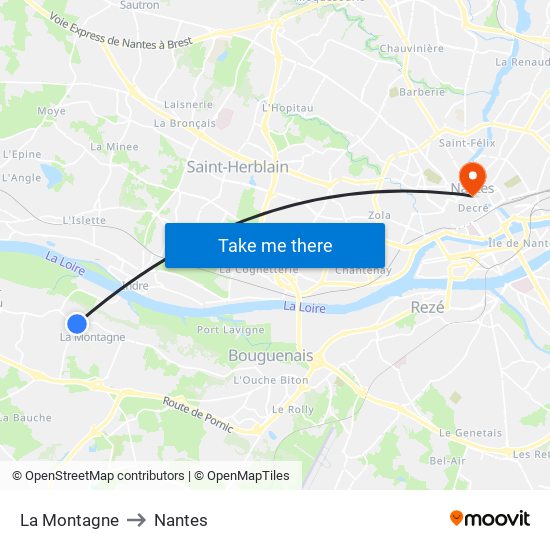 La Montagne to Nantes map