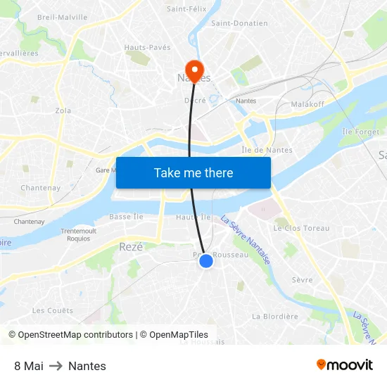 8 Mai to Nantes map