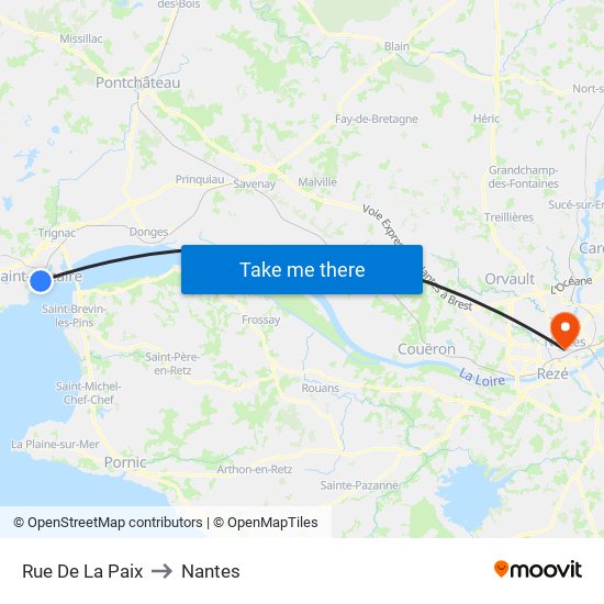 Rue De La Paix to Nantes map