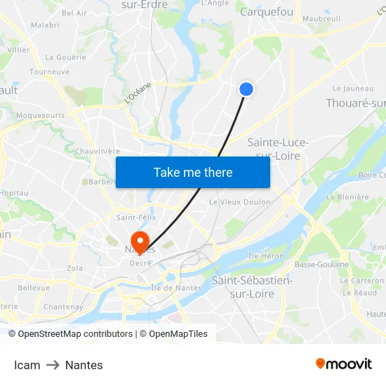 Icam to Nantes map