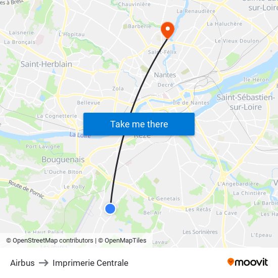 Airbus to Imprimerie Centrale map