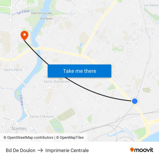 Bd De Doulon to Imprimerie Centrale map