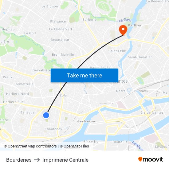 Bourderies to Imprimerie Centrale map