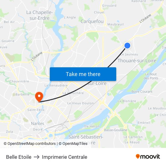 Belle Etoile to Imprimerie Centrale map