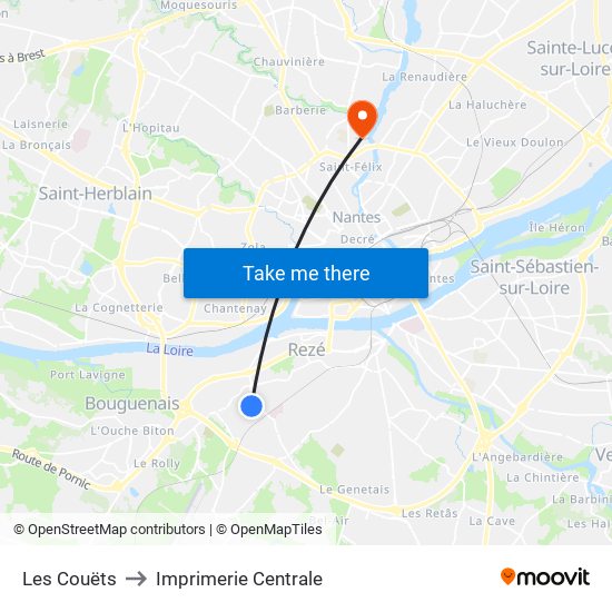 Les Couëts to Imprimerie Centrale map