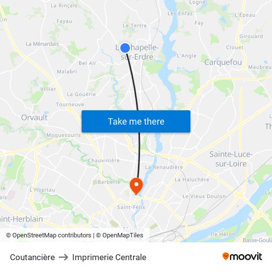 Coutancière to Imprimerie Centrale map