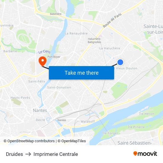 Druides to Imprimerie Centrale map