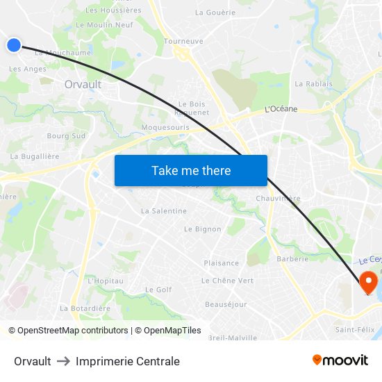 Orvault to Imprimerie Centrale map