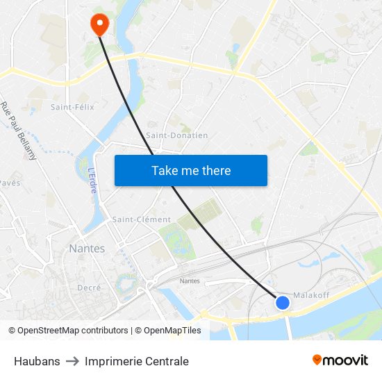 Haubans to Imprimerie Centrale map