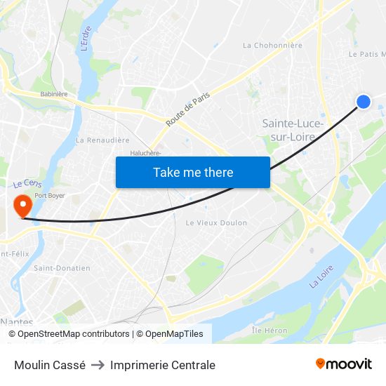 Moulin Cassé to Imprimerie Centrale map