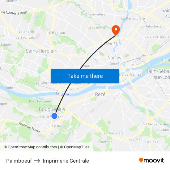 Paimboeuf to Imprimerie Centrale map