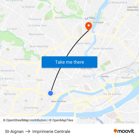 St-Aignan to Imprimerie Centrale map