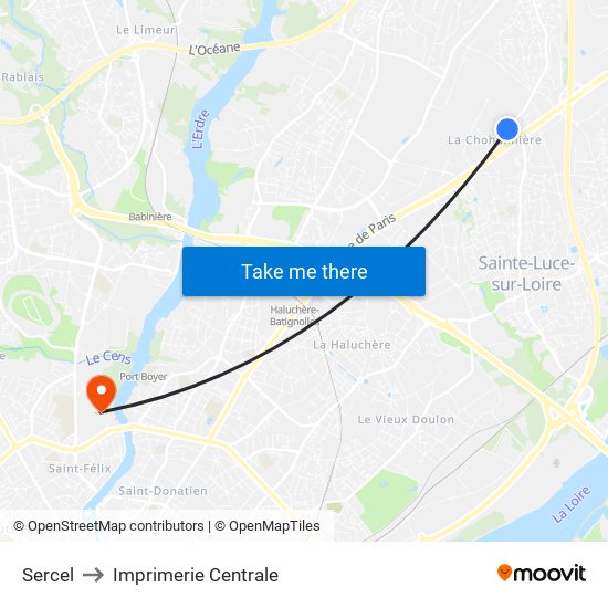 Sercel to Imprimerie Centrale map