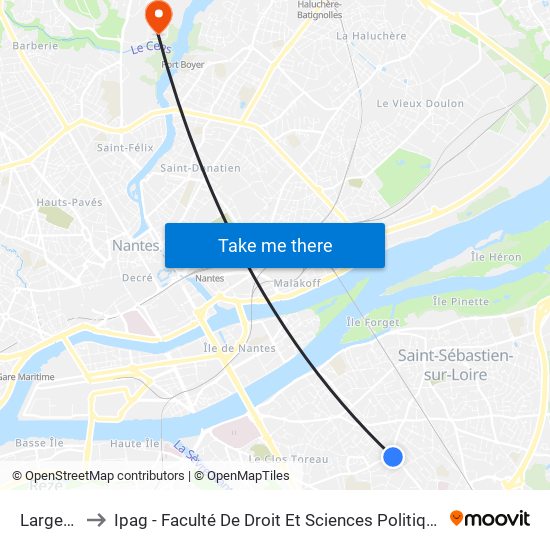 Largeau to Ipag - Faculté De Droit Et Sciences Politiques map