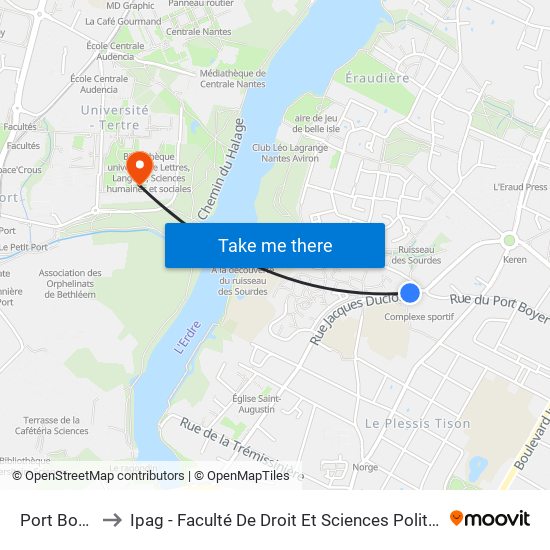 Port Boyer to Ipag - Faculté De Droit Et Sciences Politiques map