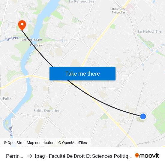 Perrines to Ipag - Faculté De Droit Et Sciences Politiques map