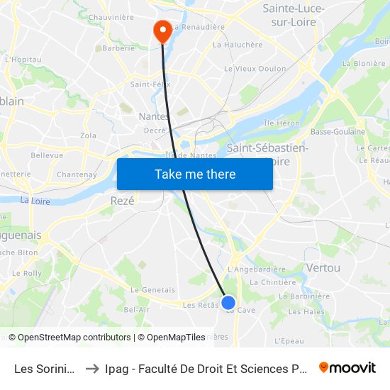 Les Sorinières to Ipag - Faculté De Droit Et Sciences Politiques map