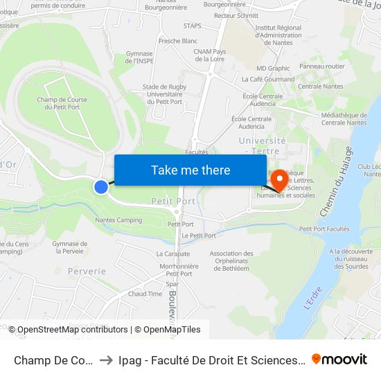 Champ De Courses to Ipag - Faculté De Droit Et Sciences Politiques map