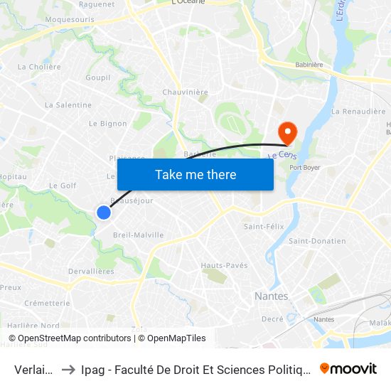 Verlaine to Ipag - Faculté De Droit Et Sciences Politiques map