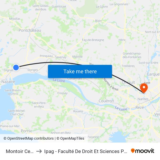 Montoir Centre to Ipag - Faculté De Droit Et Sciences Politiques map