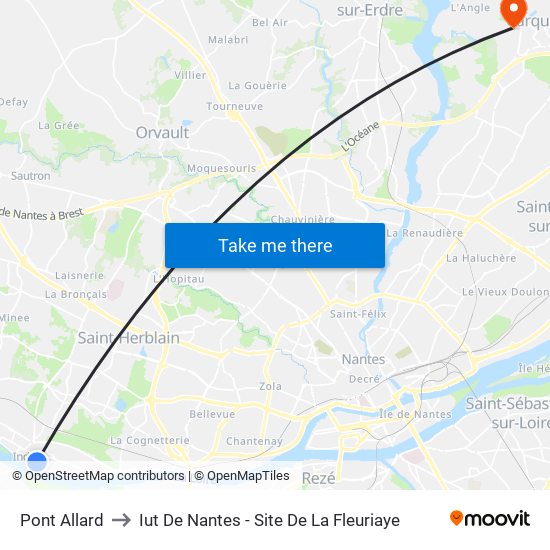 Pont Allard to Iut De Nantes - Site De La Fleuriaye map