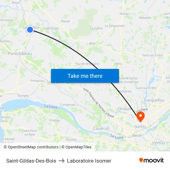 Saint-Gildas-Des-Bois to Laboratoire Isomer map