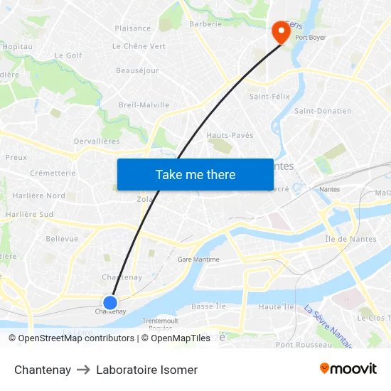 Chantenay to Laboratoire Isomer map