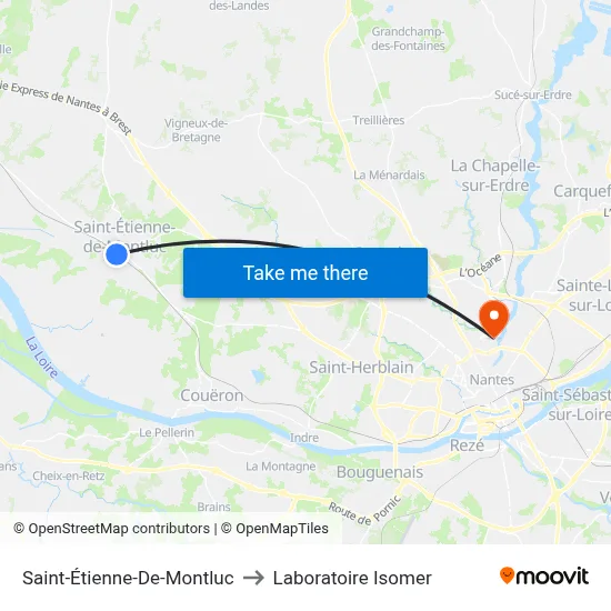Saint-Étienne-De-Montluc to Laboratoire Isomer map