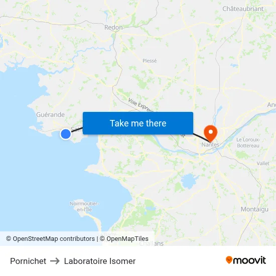 Pornichet to Laboratoire Isomer map