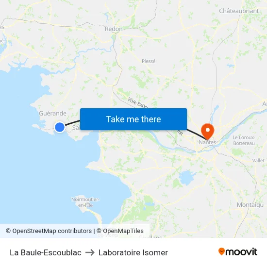 La Baule-Escoublac to Laboratoire Isomer map