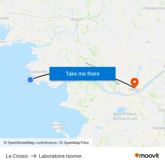 Le Croisic to Laboratoire Isomer map