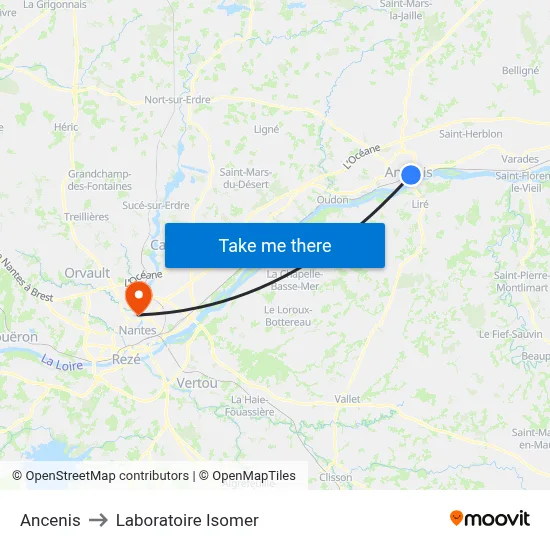 Ancenis to Laboratoire Isomer map