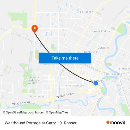 Westbound Portage at Garry to Rosser map