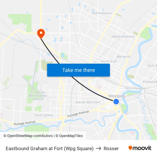 Eastbound Graham at Fort (Wpg Square) to Rosser map