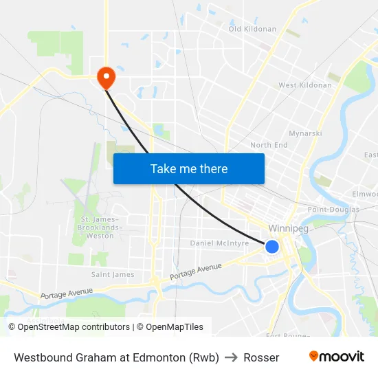 Westbound Graham at Edmonton (Rwb) to Rosser map
