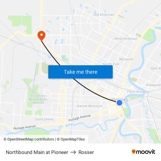 Northbound Main at Pioneer to Rosser map