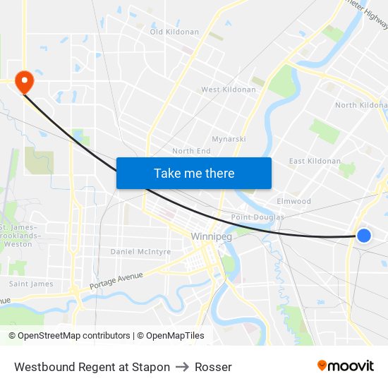 Westbound Regent at Stapon to Rosser map